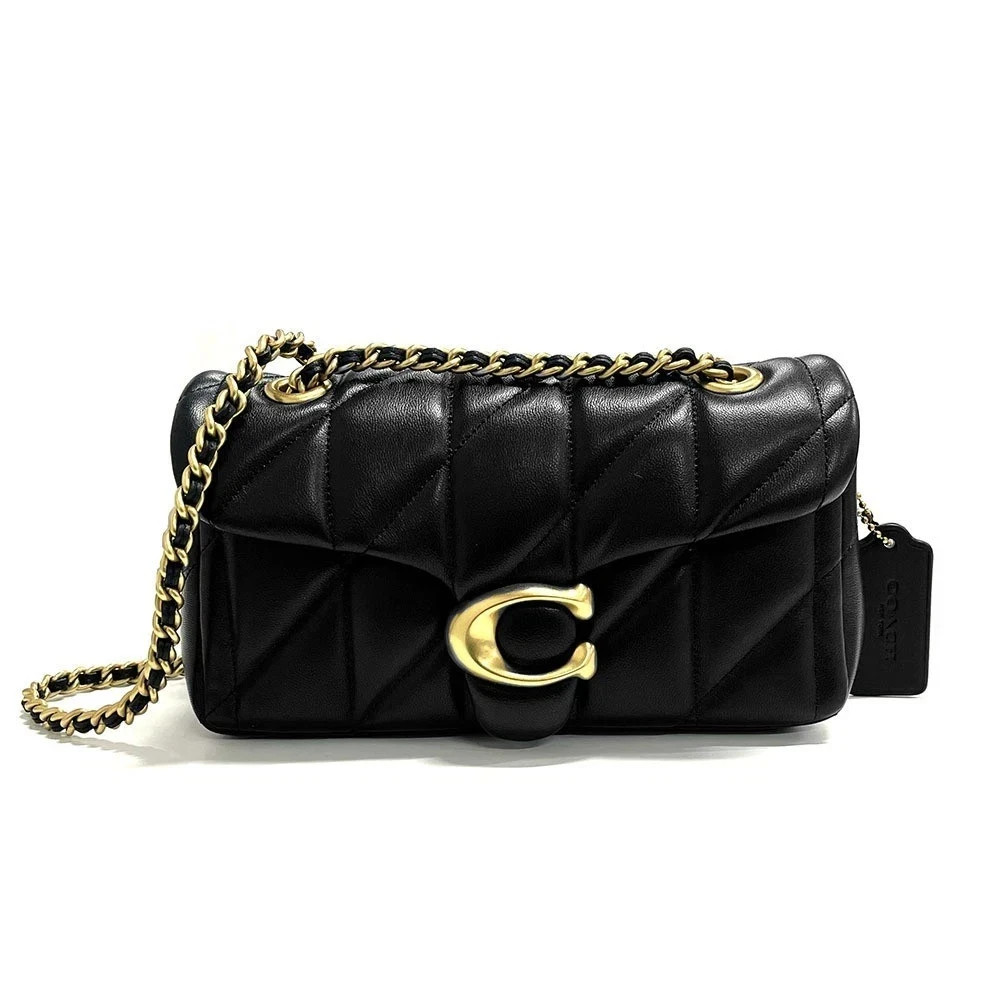 COACH Tabby 20 Quilted Shoulder Bag Leather Black Gold outlet NEW