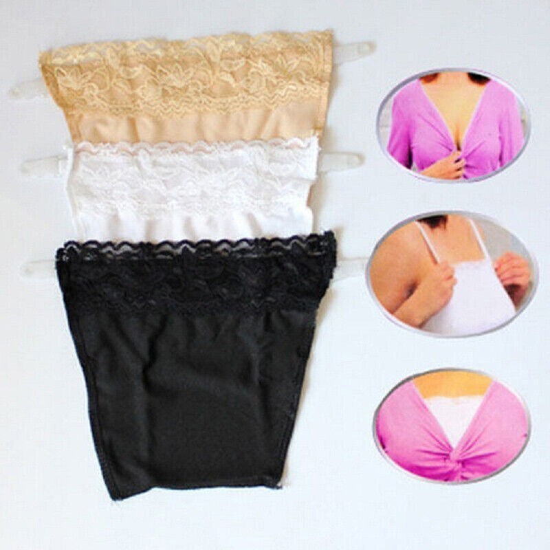 7 Pack Clip-on Mock Camisole Bra Insert Overlay Modesty Panel V-neck