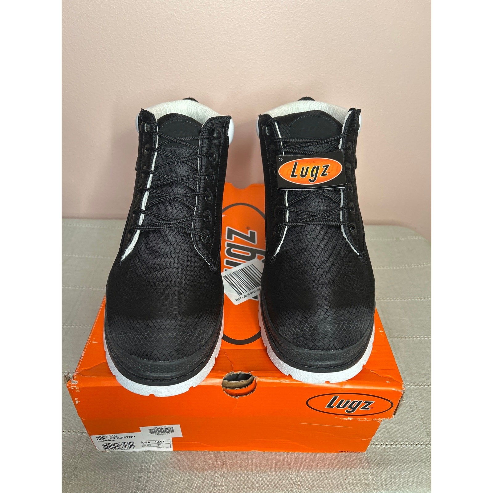 Lugz Men’s Drifter Ripstop Lace Up Chukka Boot Black Size 12 D MDRST New