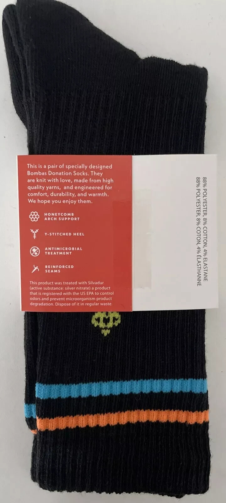 4 Pairs Bombas Calf Crew Long Socks, Unisex Size M, Multicolor, Brand New