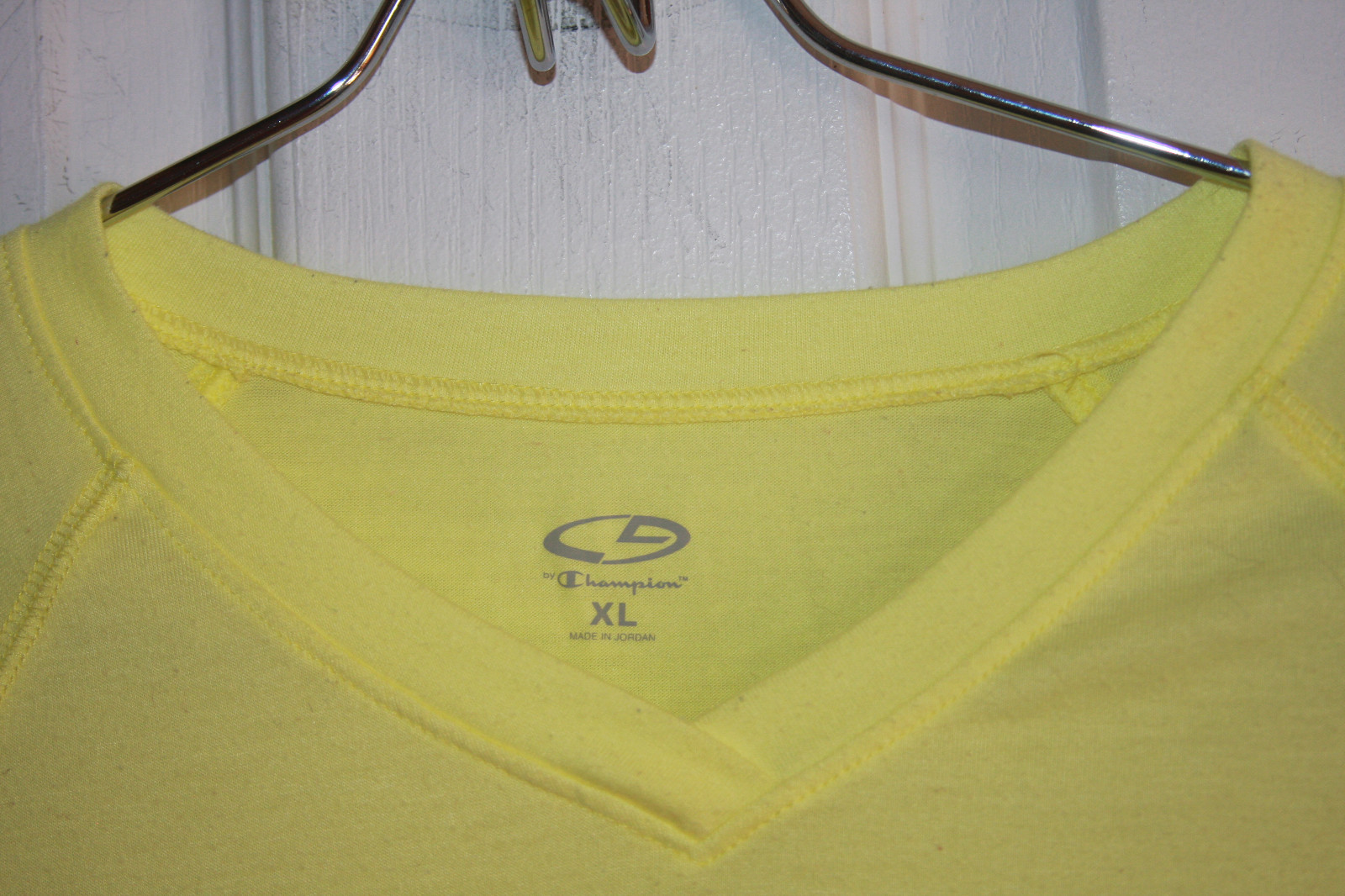 Champion T-Shirt XL Yellow Polyester Spandex Blend Short Sleeve