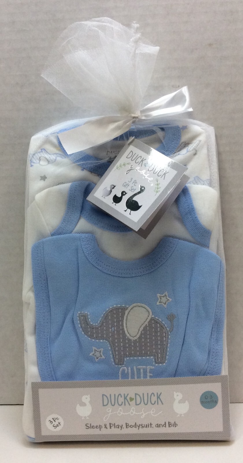 Duck Duck Goose 3 Piece Sleep & Play Bodysuit and Bib Size 3-6Mos Free Shipping