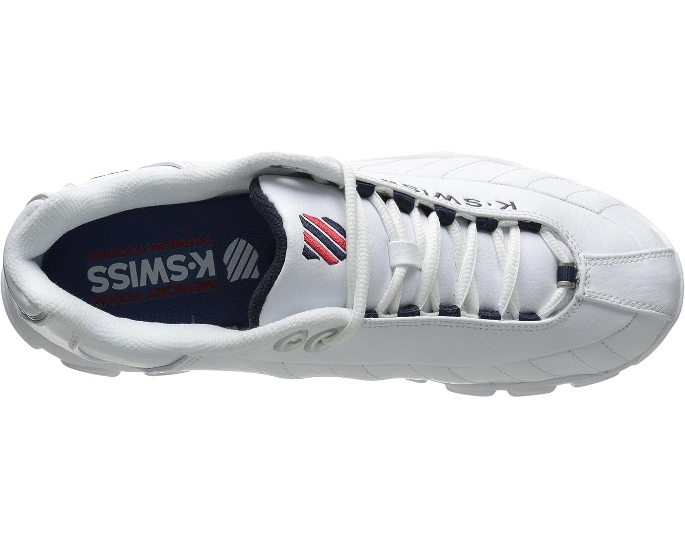 Men K-Swiss ST329 CMF Leather Shoes 03426-130 White Navy Red 100% Original New