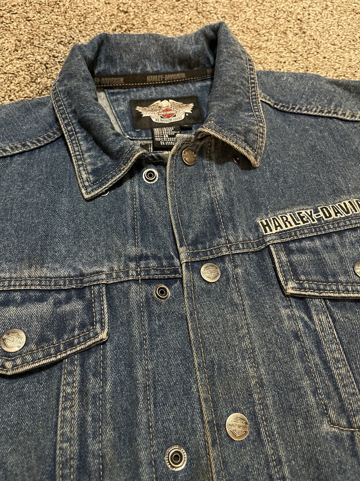 Vintage Harley Davidson Jacket Mens Med Denim 1903-2008 105th Anniversary Coat