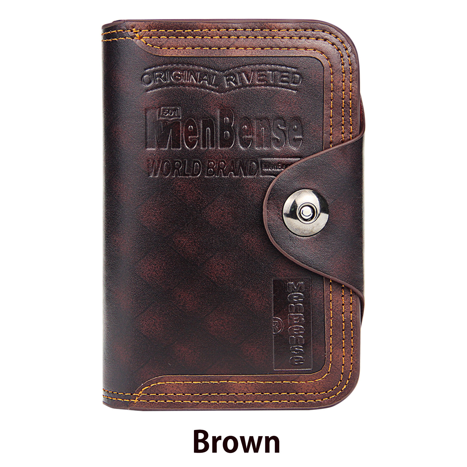 Mens Men’s S4 Retro Leather Vertical Section Credit Card Holder Wallet with Hasp