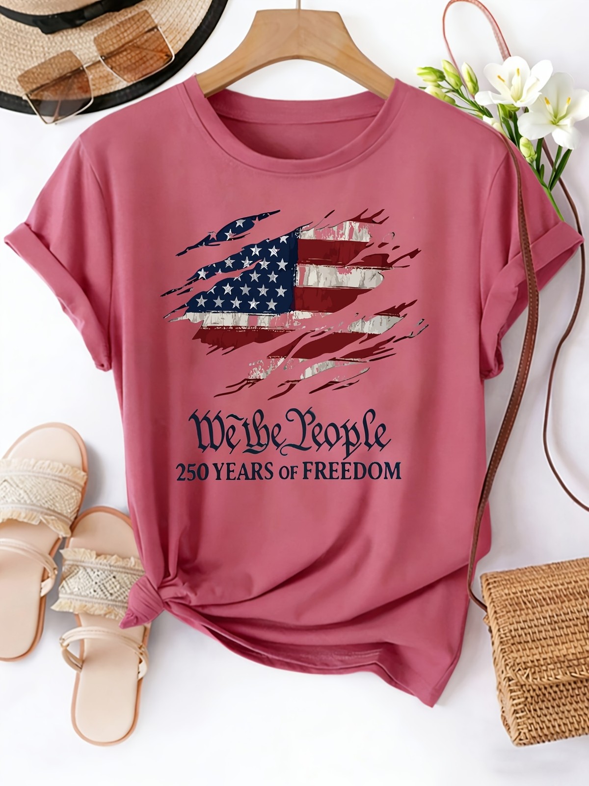 Women “We The People 250 Years of Freedom 250th”Anniversary USA T-shirt Tops ❀