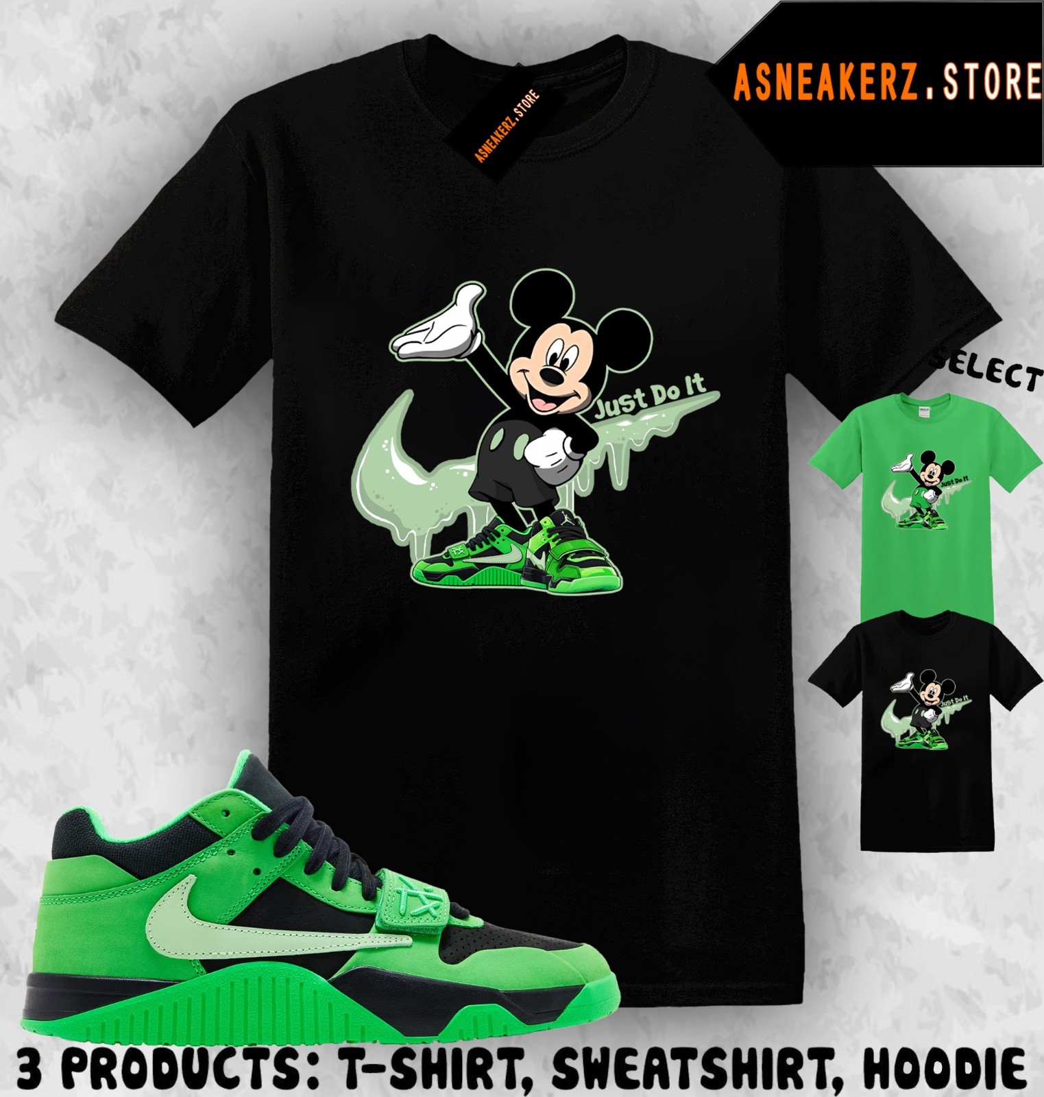 Shirt Match Travis Scott Jumpman Jack Green Spark Sneaker Matching Drip M Mouse