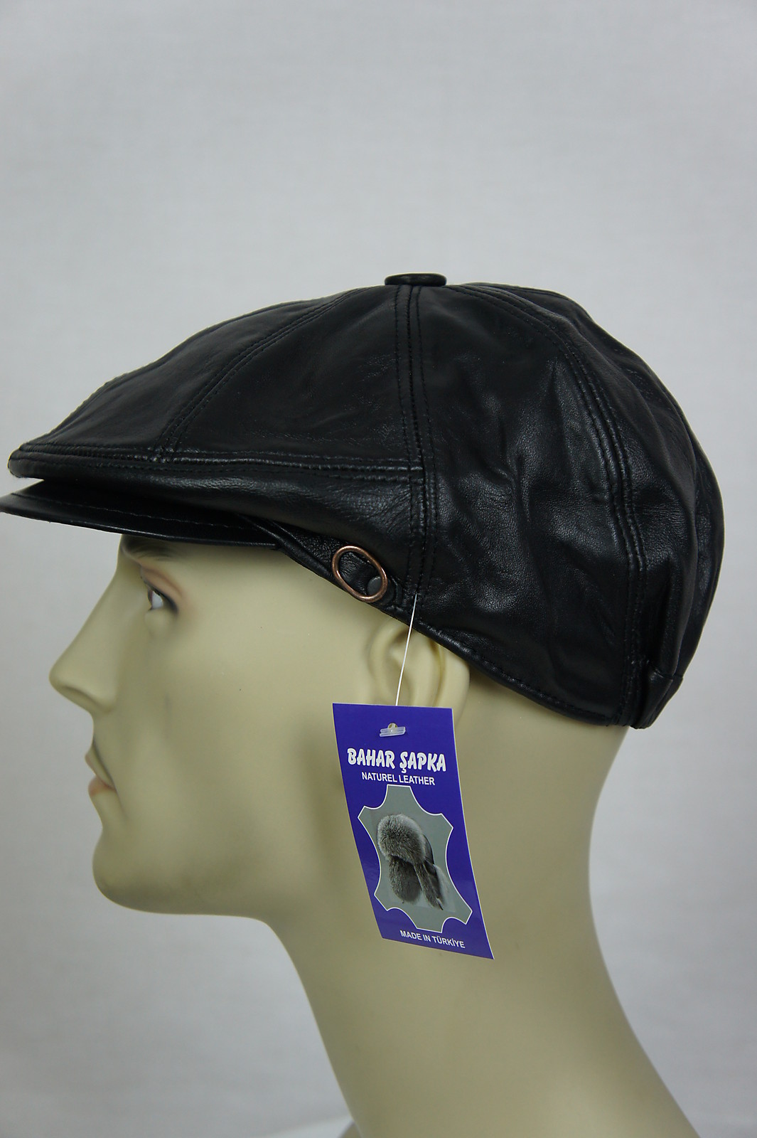 NEW Black 100% LEATHER Mens Gatsby Cap Newsboy Ivy Hat Golf Driving Flat Cabbie