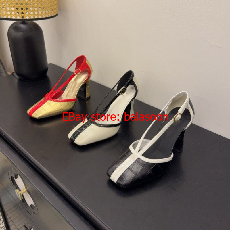 2026 Summer French Retro Square Hollow High-Heeled Shoes Horseshoe Sandals