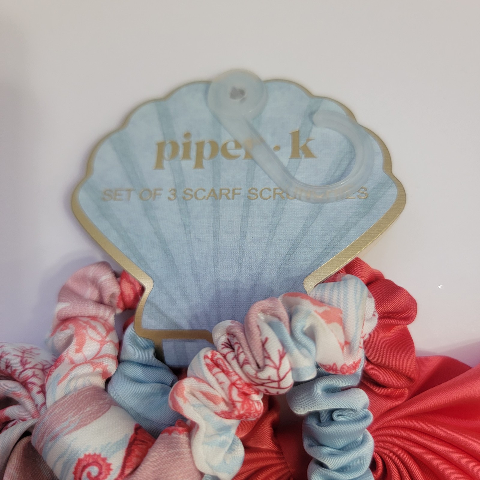 Piper K Coastal Seahorse Scarf Scrunchie & Lobster Flat Hair Clip Nautical Beach