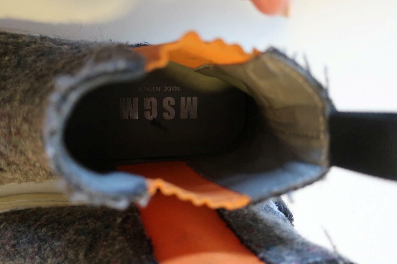 WOMENS MSGM CHARCOAL GREY ORANGE PLATFORM HIGH TOP SNEAKERS 37 US/7 *