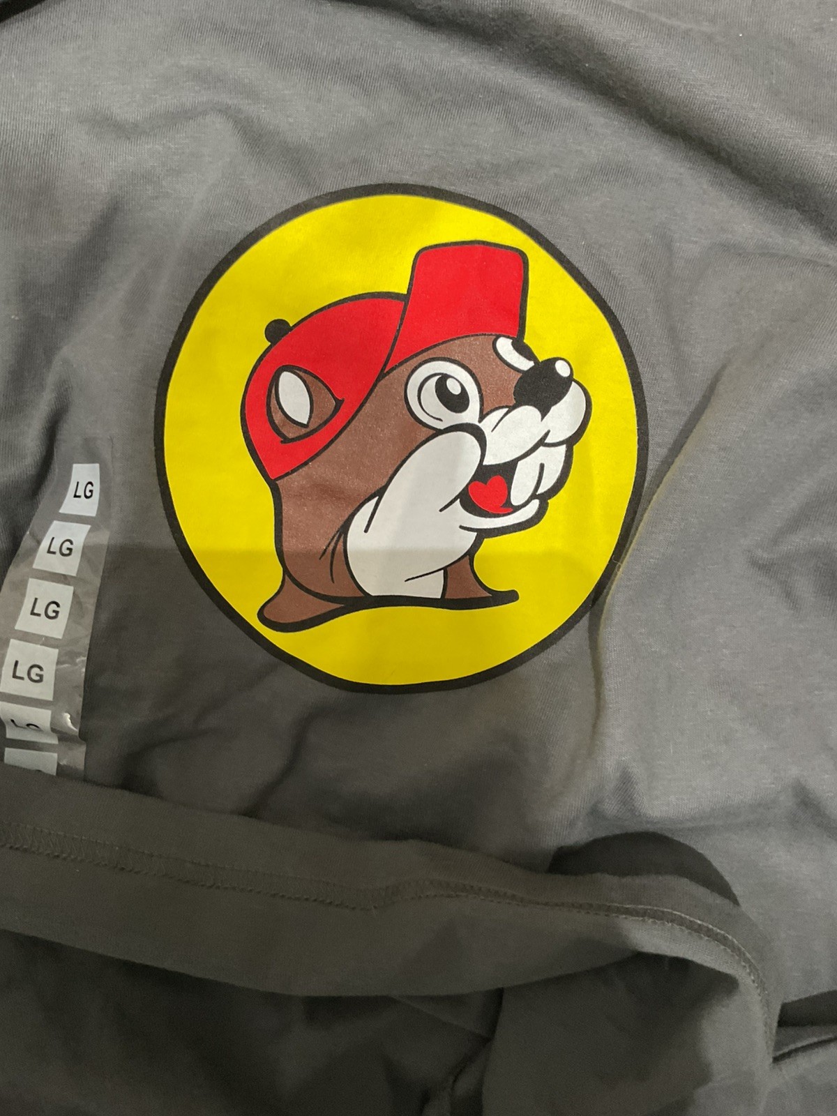 Buc-ee’s Shirt Mens Large Gray Beaver Logo Red Truck Est 1982 Graphic T-Shirt