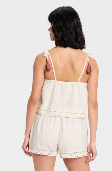Women’s Linen Tank Top – Universal Thread Cream Embroidered