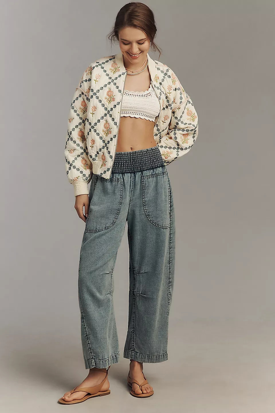 Anthropologie – Reese 100% Cotton Barrel Leg Pull On Pants