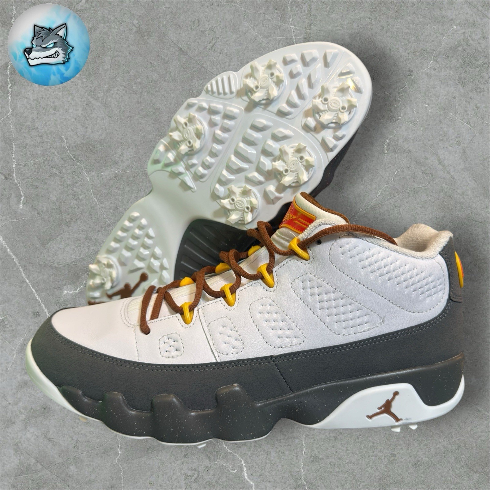 Nike Air Jordan 9 NRG Golf Shoes White University Gold FN6931-100 Mens Size 6.5