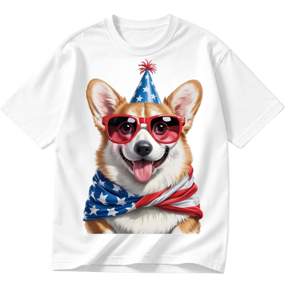 Funny Patriotic Dog Shirt 4th of July Puppy T-Shirt USA Flag Cute Pet Tee Gift