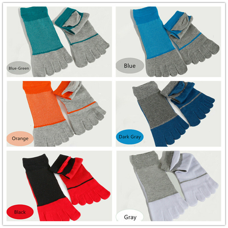 6 Pairs Five Finger Toe Sport Athletic Casual Solid Ankle Cotton Men Socks 7-11