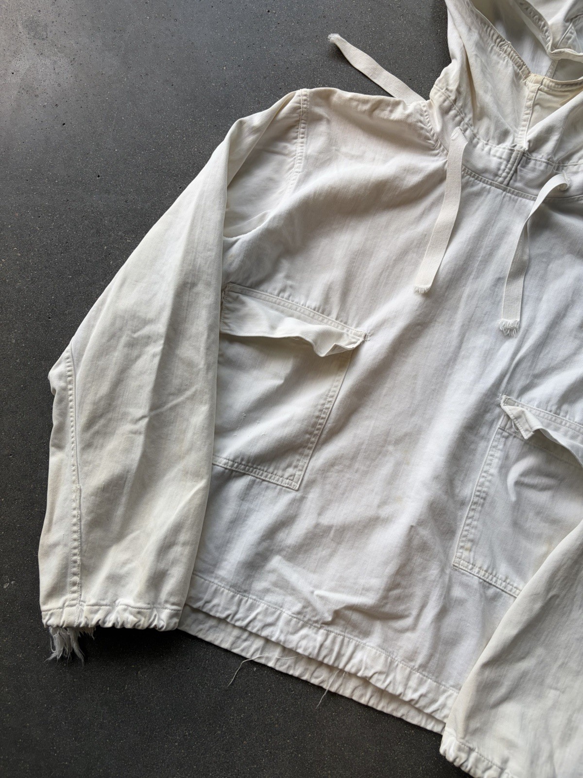 1940s WWII USN US Navy Salvage White Gunner Smock Anorak Jacket