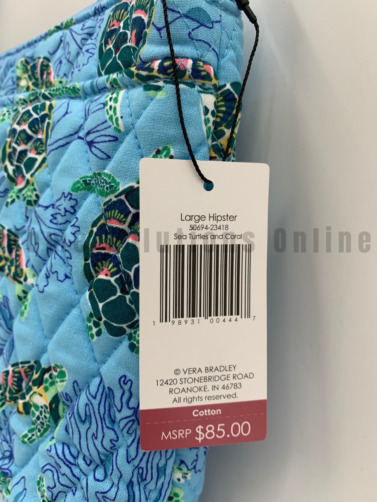 Vera Bradley Sea Turtles and Coral Ocean Blue Large Hipster Bag Purse #J5380