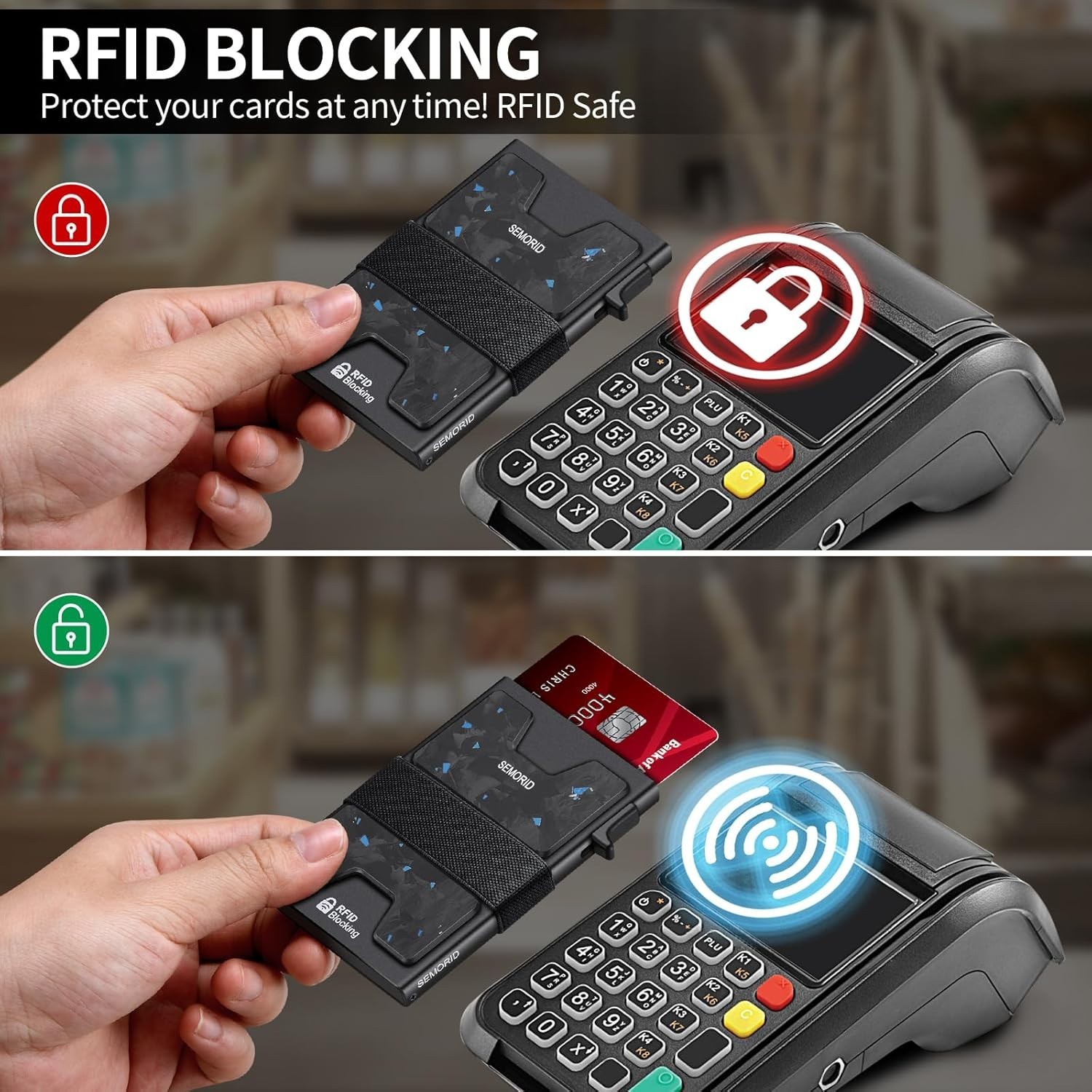 Billetera De Metal Para Hombre Con Clip Dinero Tarjetero Cartera De Bloqueo RFID