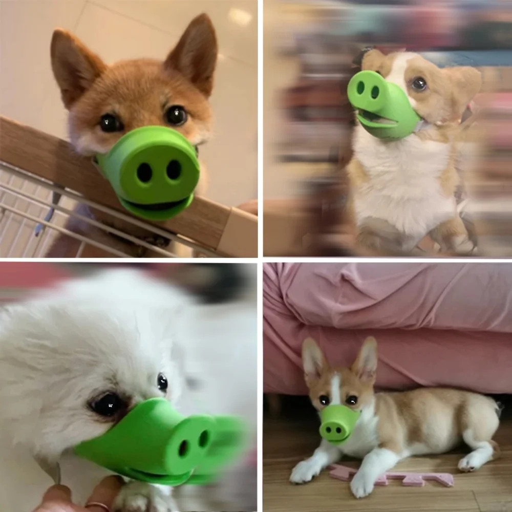 Pig Nose Breathable Mask for Puppy Cute Funny Doggy Anti-Bite Mask Adjustable Pr