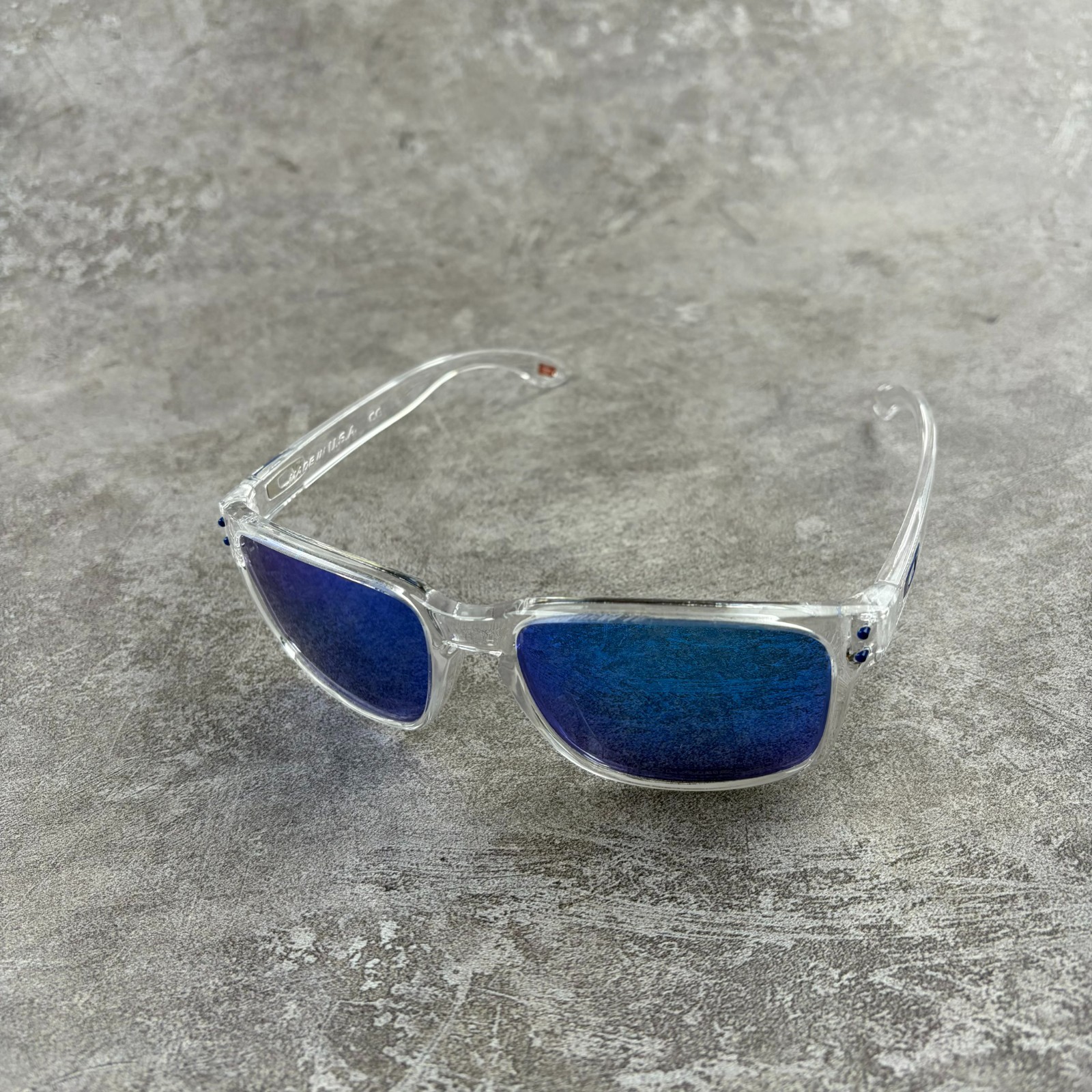Oakley Holbrook Clear Frame Sapphire Iridium Polarized Sunglasses