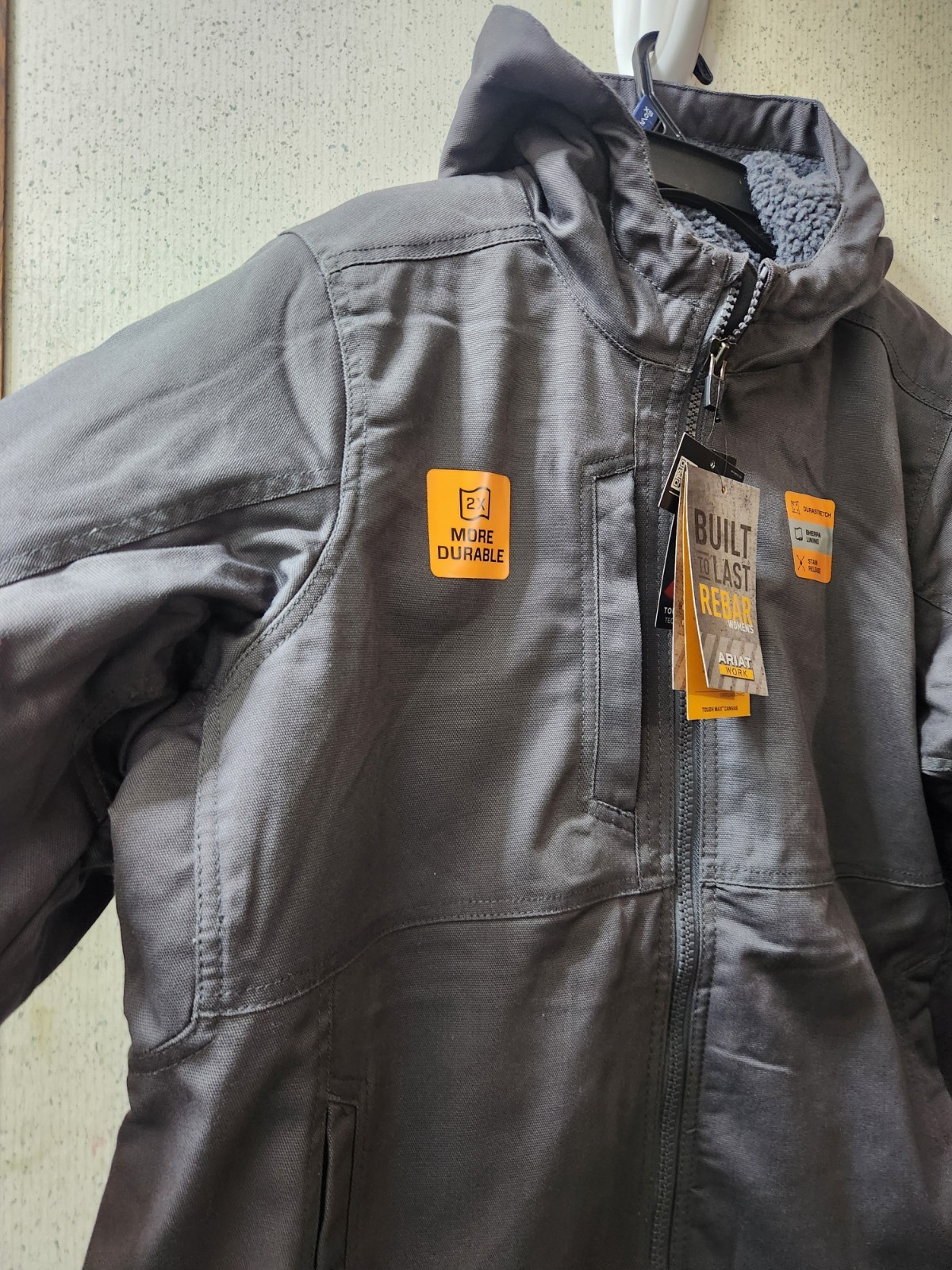 Ariat Rebar Insulated Jacket DuraCanvas Women’s 1X Grey Wind Abrasion Resistant