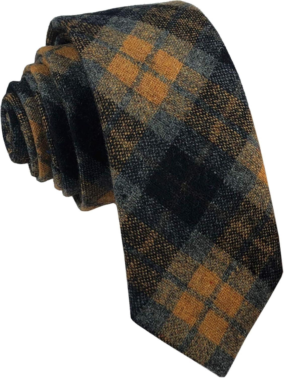 Wool Cashmere Neck Tie for Men Plaid Causal Formal Skinny Tweed Pattern Woolen N
