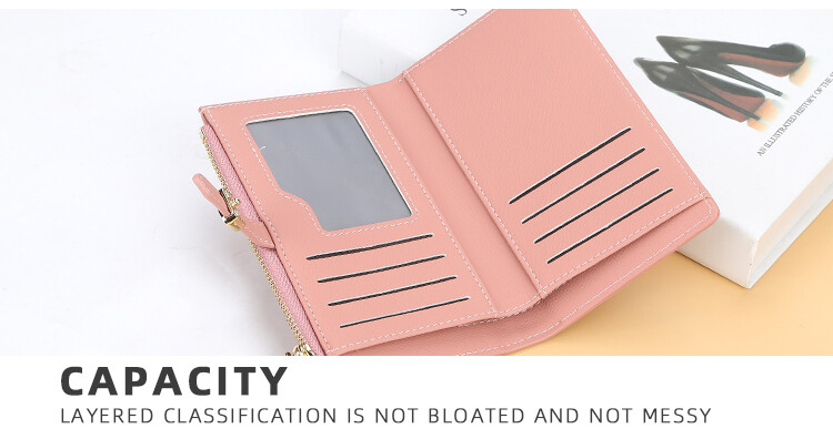 Womens Slim Bifold Wallet with Hasp Safe Card Holder Bag Zipper Coin Pocket Gift