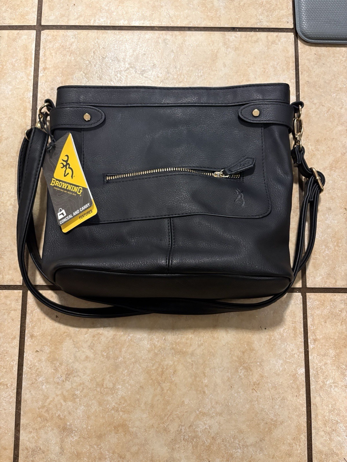 Browning Concealed Carry Purse, CCW Gun Handbag Black Faux Leather Catrina