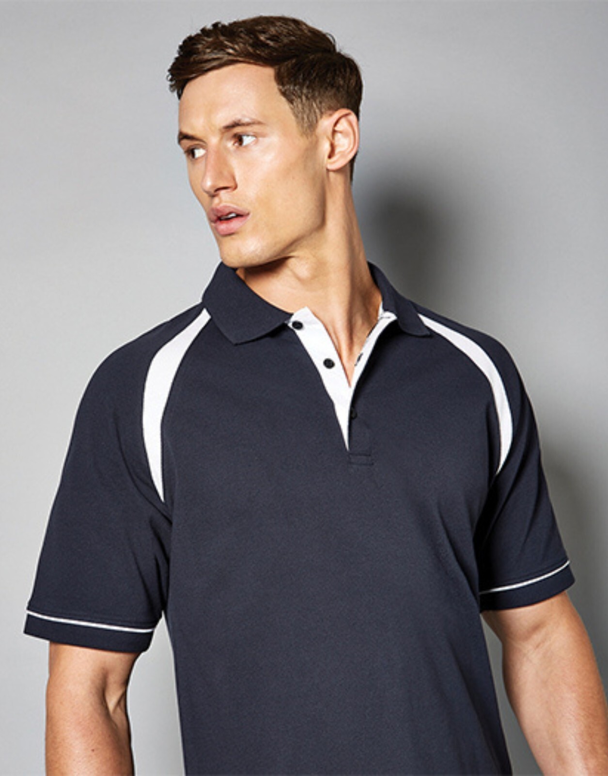 Mens Polo Shirts Short Sleeve Raglan Contrast Trim Cotton Pique Collared T Shirt