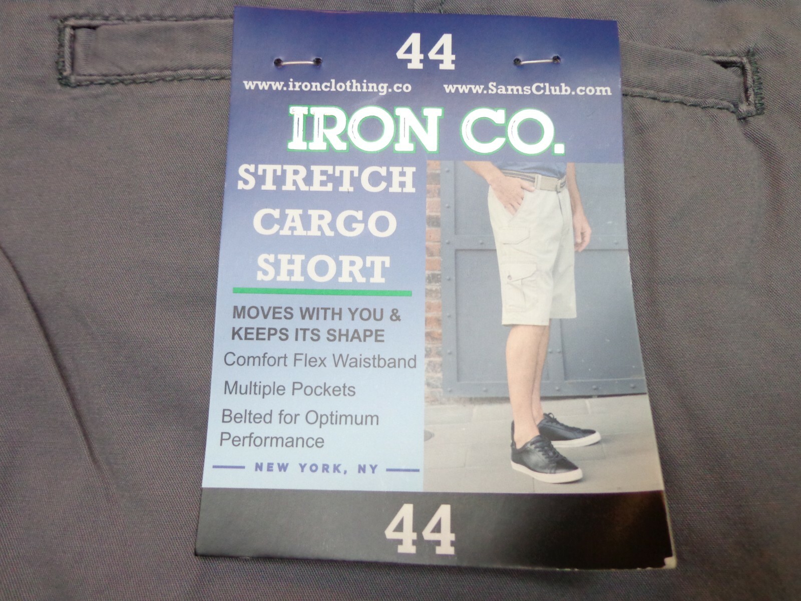 IRON CO. Stretch Cargo Belted Shorts French Gray Size 44 NEW