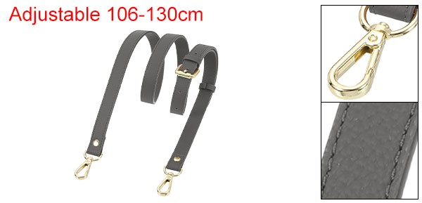 0.7″ Genuine Leather Purse Strap for Bag (Dark Gray, Gold Buckle)