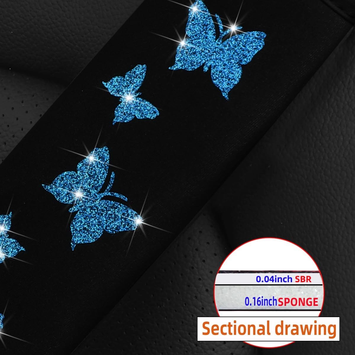 2PCS Car Seat Belt Covers, Polyester Fiber Vehicle Seatbelt Cushio Color: Blue