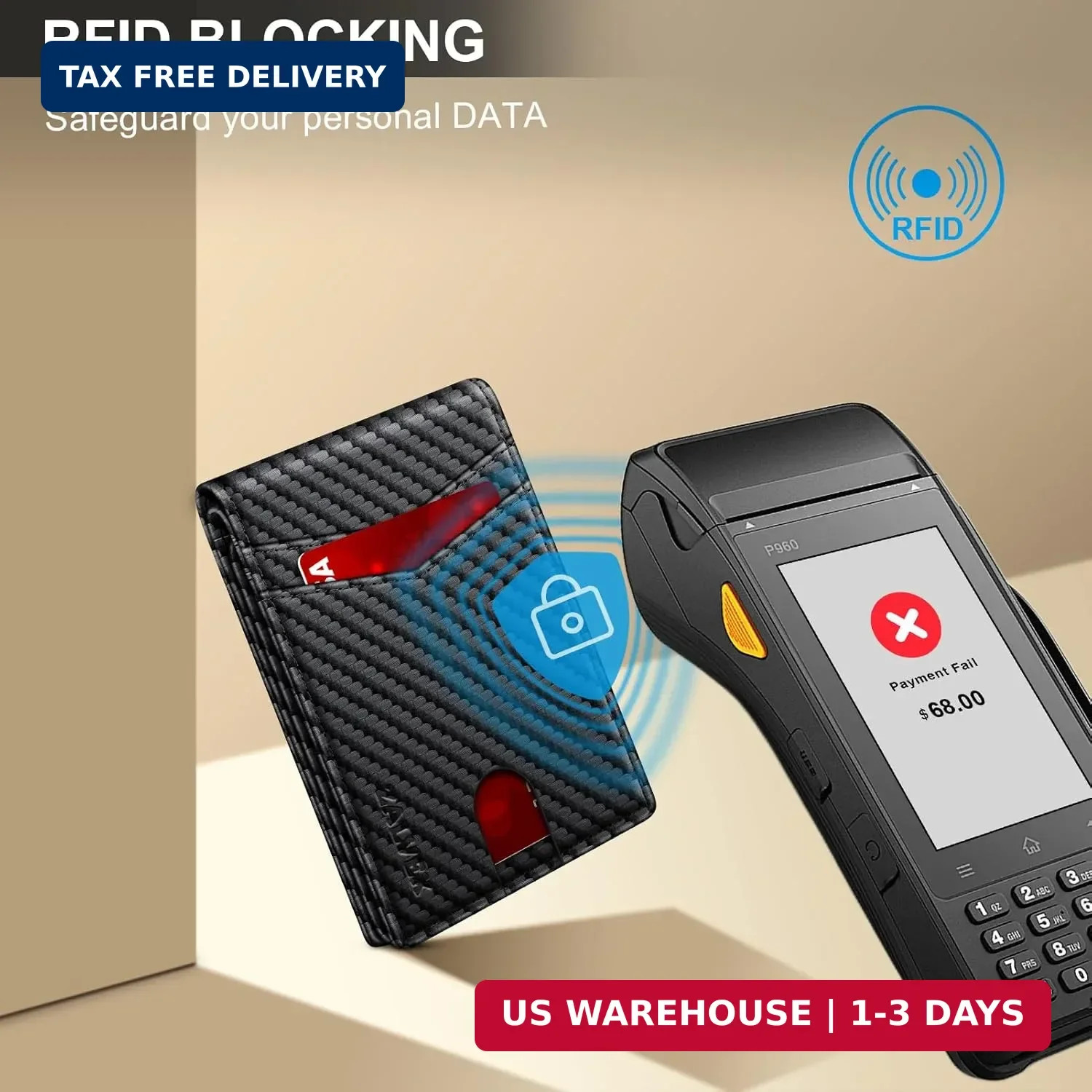 Wallet for Men Slim RFID Blocking Leather Credit Card Holder Wallet for 14 Cards