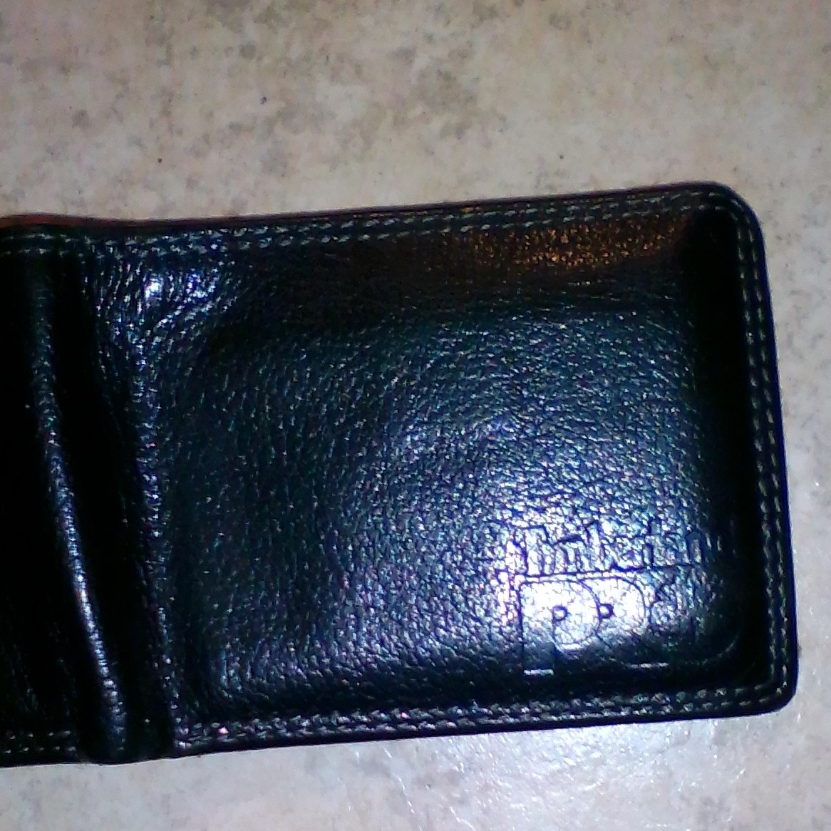 Men’s Solid Bifold Wallet Black with Tan Interior, Logo Accent, Credit Card