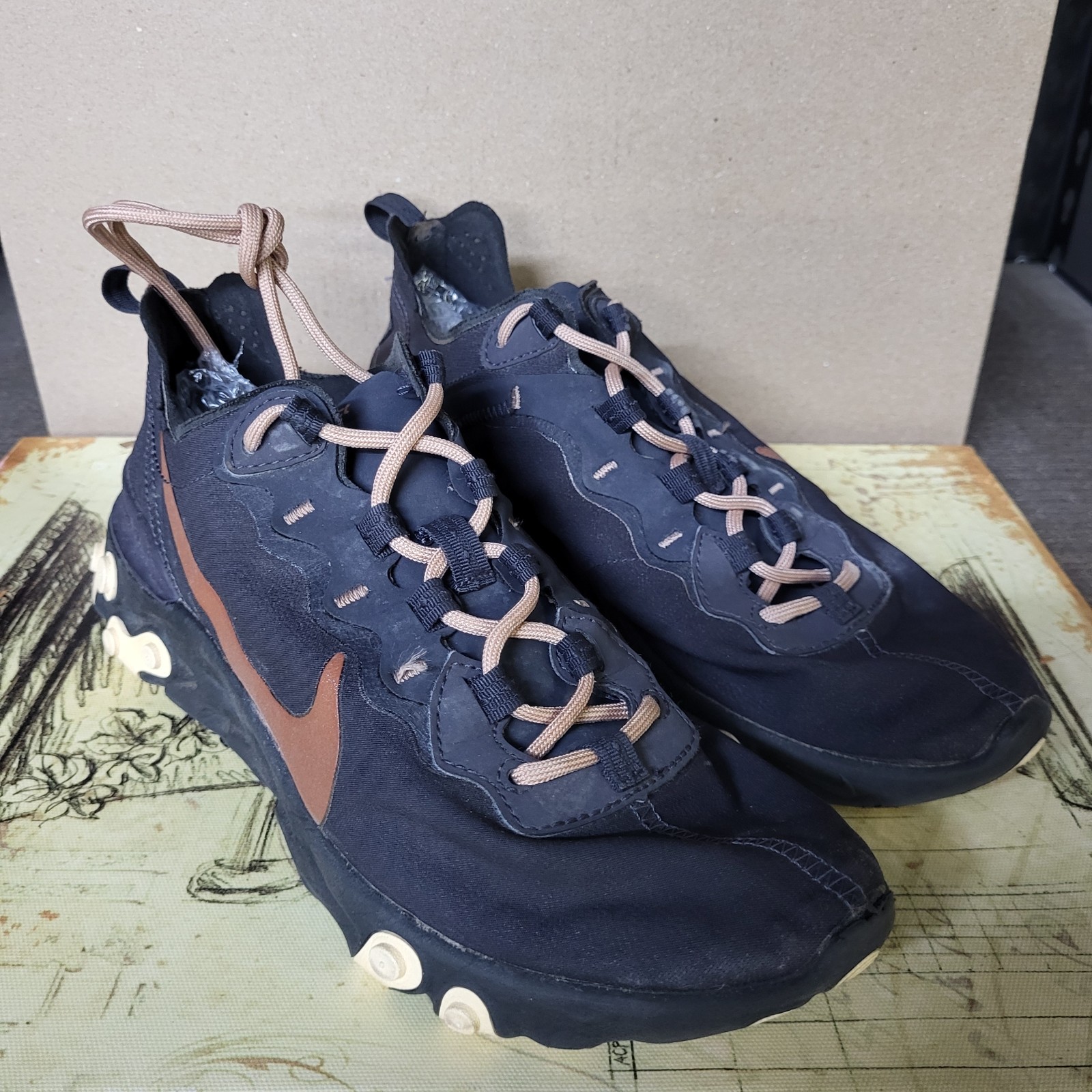 Size 9 Wmns – Nike React Element 55 Shoes Oil-Gray 2019 CT1186-001: Sneakers