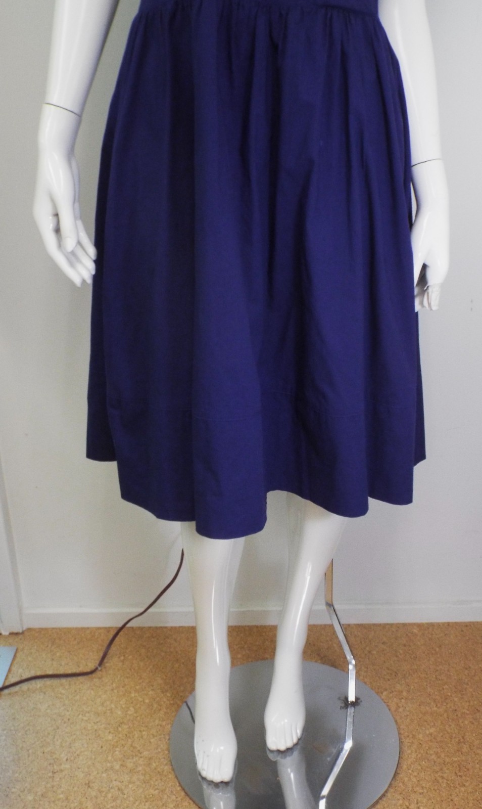 VTG 1980s KENZO Blue Puff Sleeve Dress Small Cotton Asymmetrical Button Wrap Top