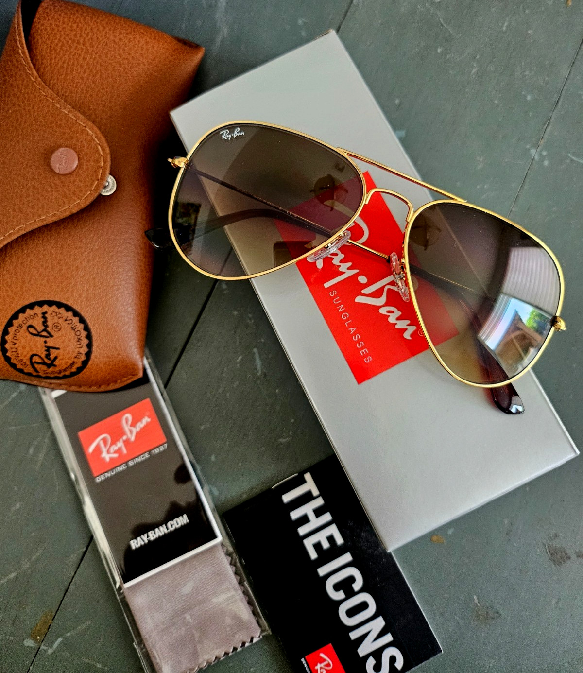 Ray-Ban Sunglasses RB3025 Aviator Gradient Gold Frame Light Brown Lens 58mm