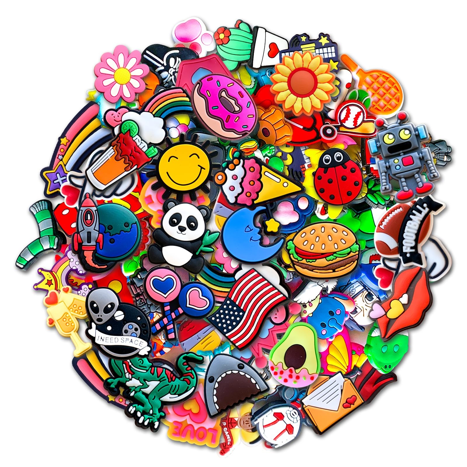 30 Pcs Mixed Pvc Shoe Charms Lot Different Charms Fit For Croc Clog Sandals USA