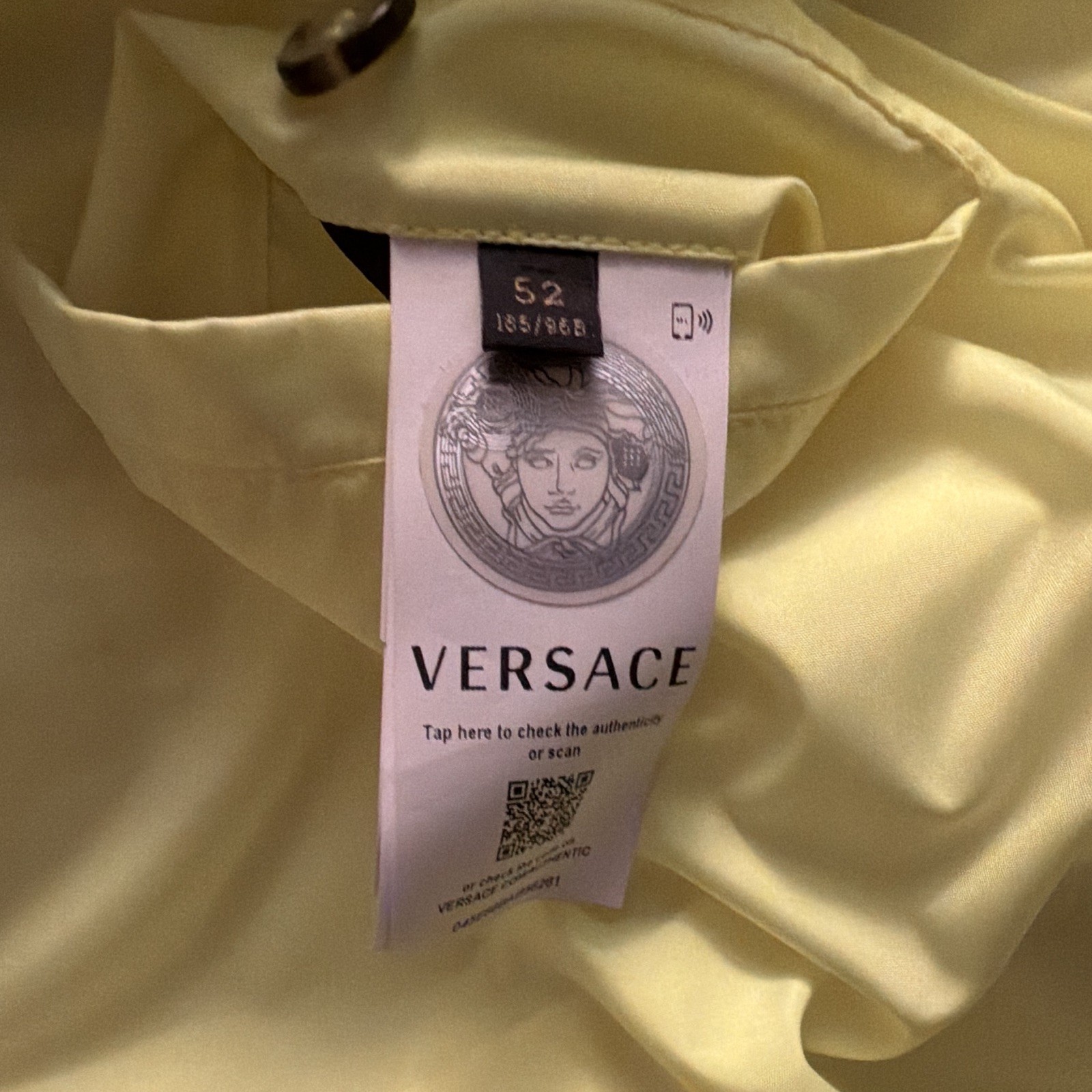 Versace Men’s Yellow Hooded Down Puffer Jacket Full Zip Logo Trim Size 52