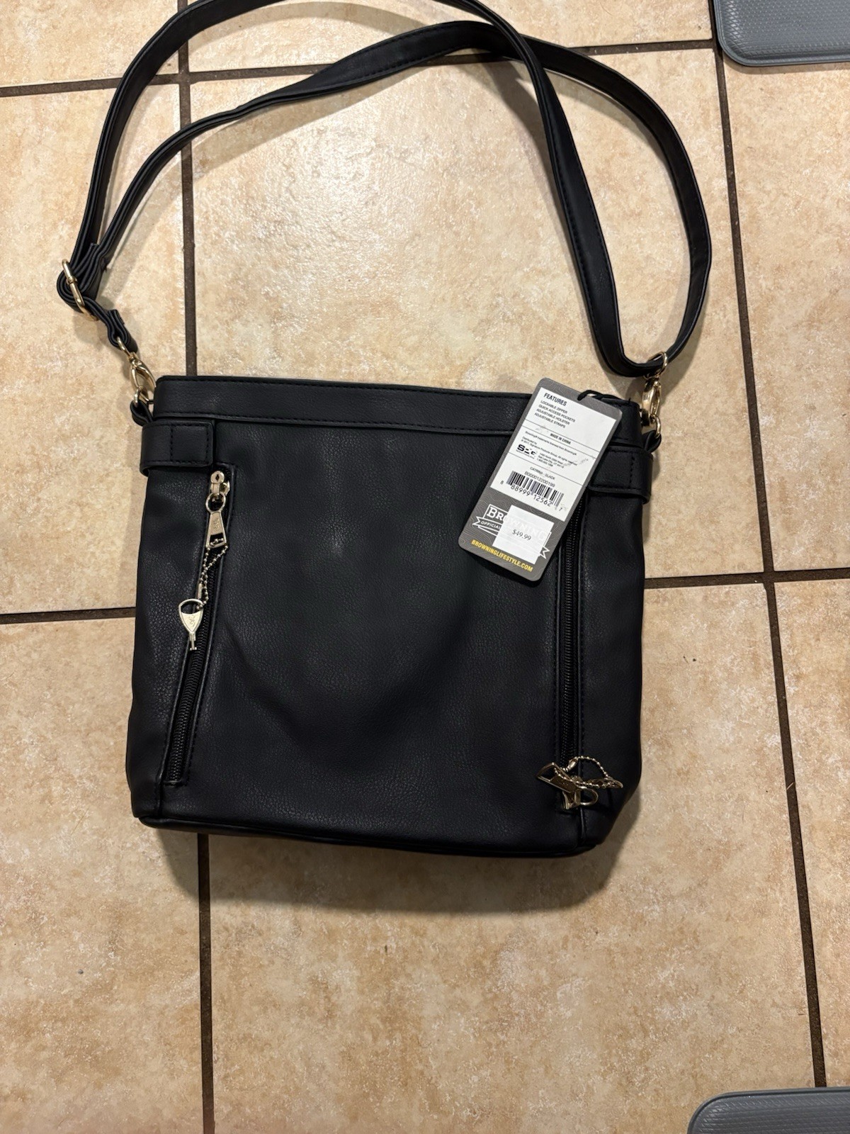 Browning Concealed Carry Purse, CCW Gun Handbag Black Faux Leather Catrina
