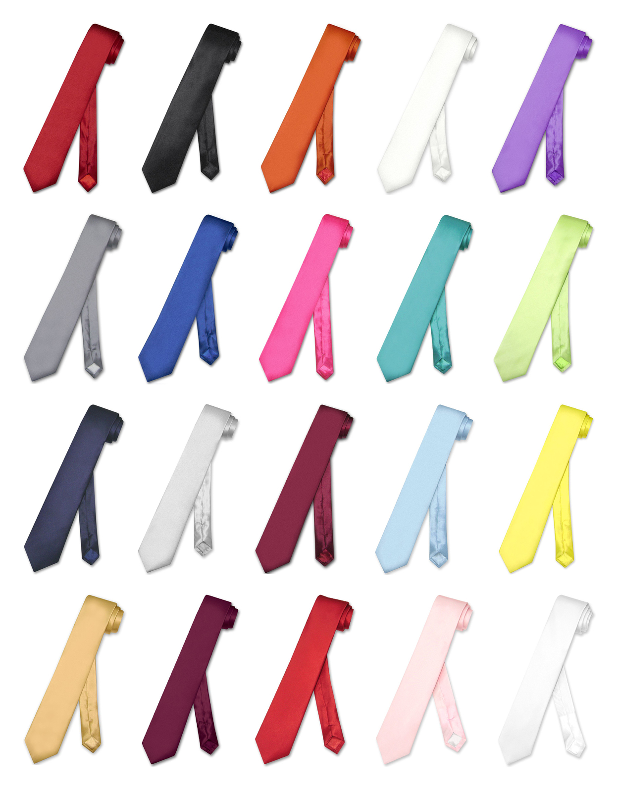 Biagio 100% SILK Narrow NeckTie Skinny Solid Color Men’s 2.5″ Thin Neck Tie