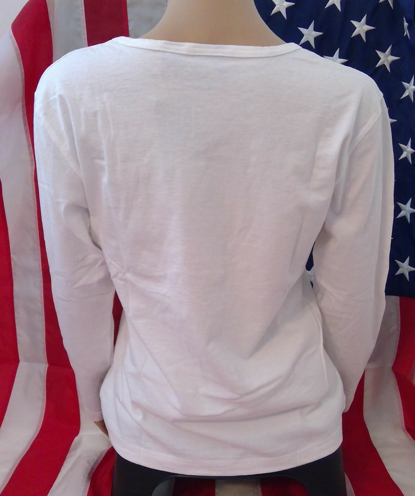 HARLEY DAVIDSON LS Shirt White American Flag USA Est 1903 Chest44in Womens XL