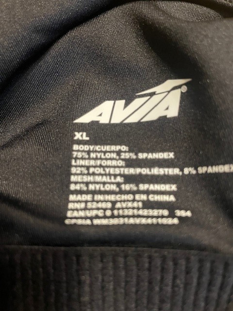 Avia Sports Bra Women’s XL Black Racerback AVX41 Padded Pullover Athletic New