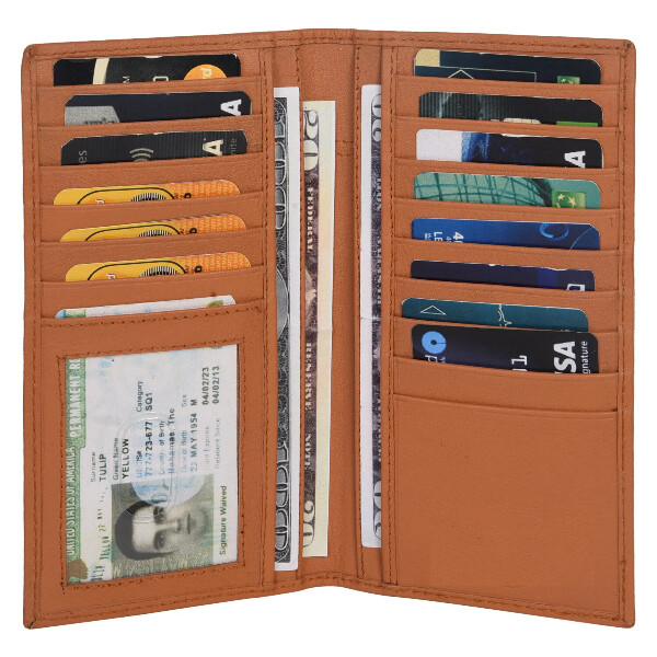 MARSHAL Genuine Leather Men Long Wallet Pockets ID Card Clutch Bifold Purse