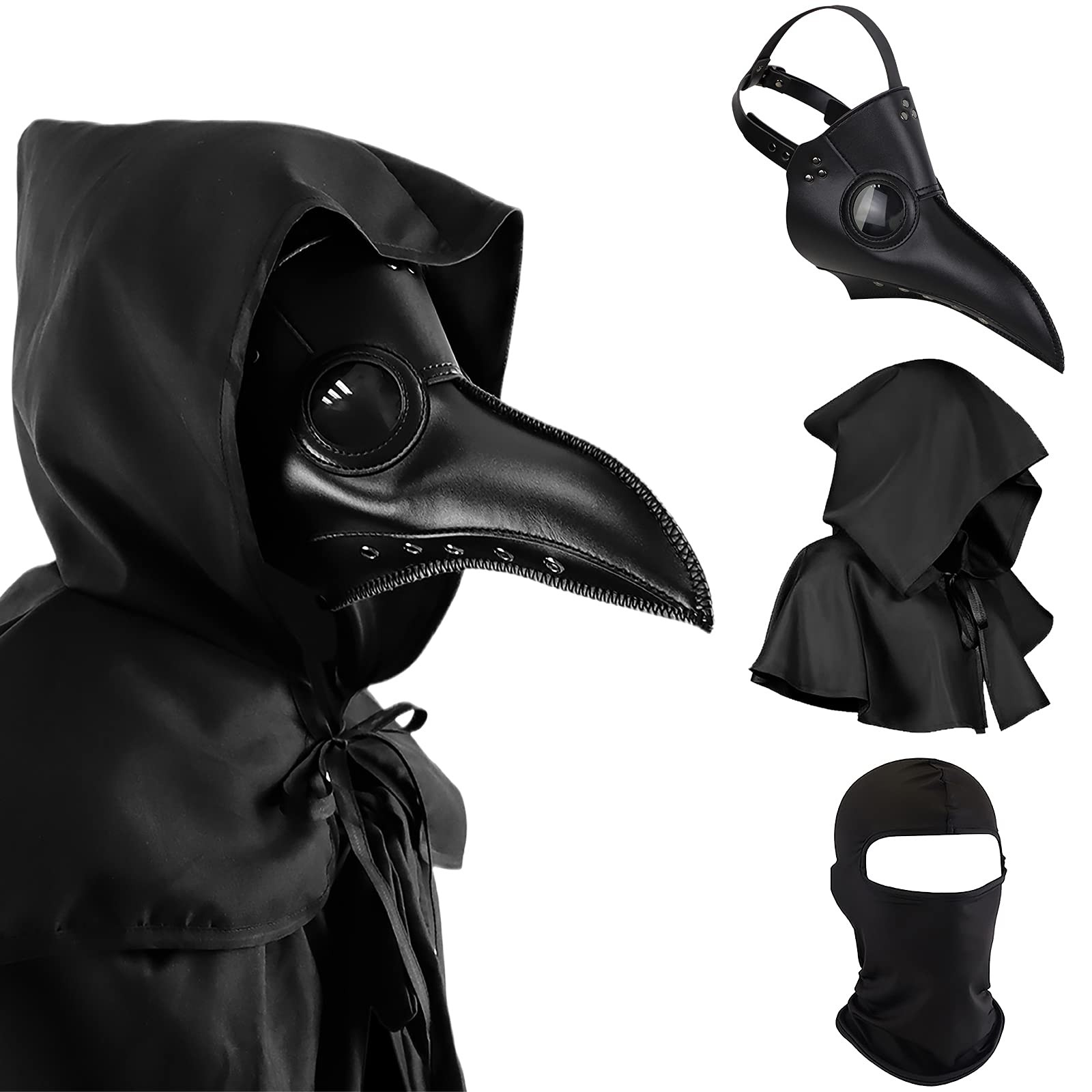Halloween Plague Doctor Mask 8.5 inches by 12 inches, Black