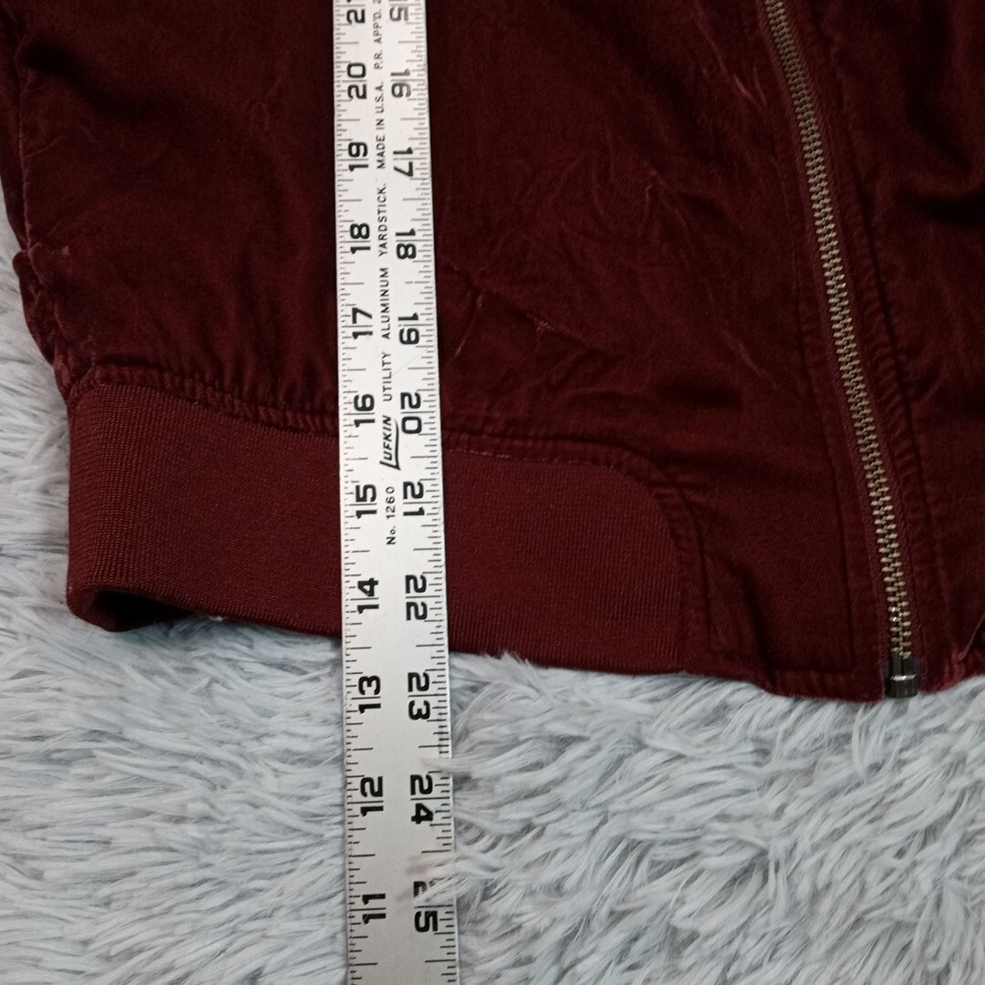 A.N.A. Womens Jacket Windbreaker Red Medium Velour Zip Up Lightweight
