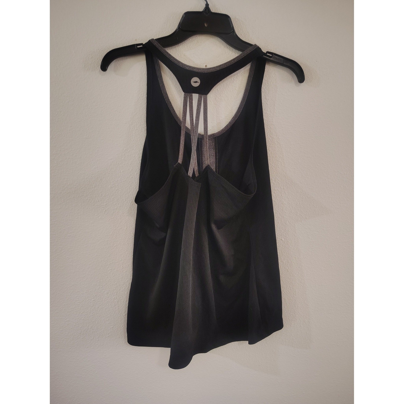 Avia Womens Black Ribbed Racerback Strappy Activewear Tank Top Large RN15741