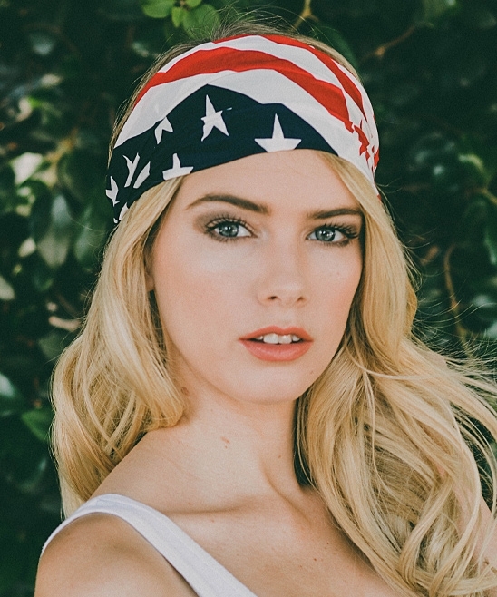Women Patriotic USA American Flag Wide Headwrap Stretch Headband Election Day